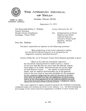 Primary view of object titled 'Texas Attorney General Opinion: LA-60'.