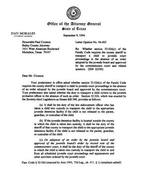 Texas Attorney General Opinion: LO94-065