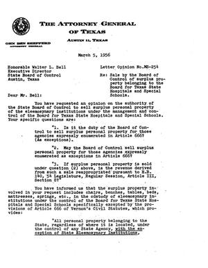 Primary view of object titled 'Texas Attorney General Opinion: MS-254'.