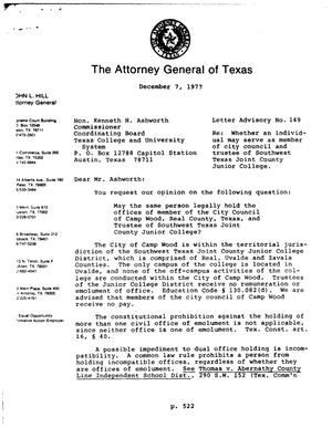 Texas Attorney General Opinion: LA-149
