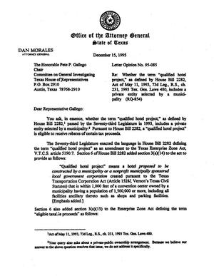 Primary view of object titled 'Texas Attorney General Opinion: LO95-085'.