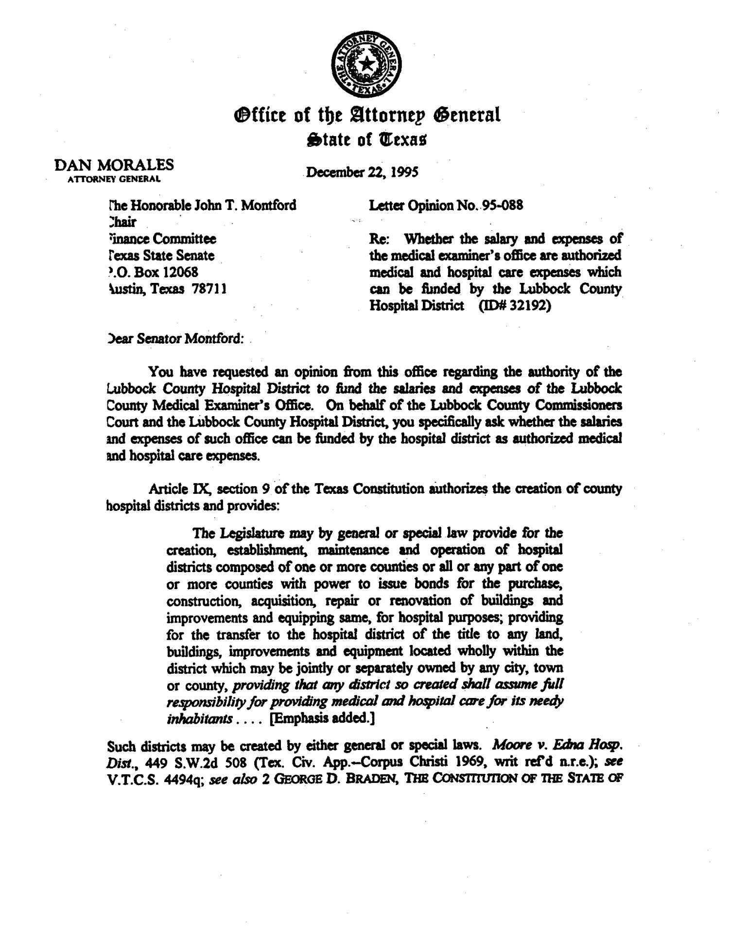 Texas Attorney General Opinion: LO95-088
                                                
                                                    [Sequence #]: 1 of 4
                                                