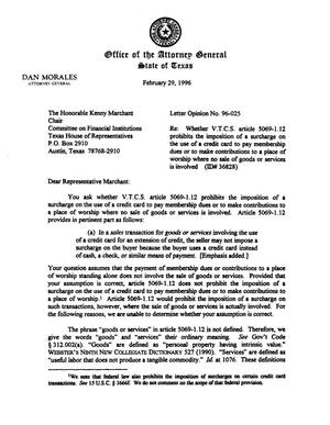 Primary view of object titled 'Texas Attorney General Opinion: LO96-025'.