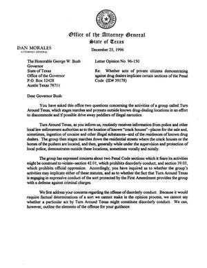 Primary view of object titled 'Texas Attorney General Opinion: LO96-150'.