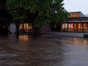 [Photograph of Flood waters at the Denton Public Library, Emily Fowler Central Library]