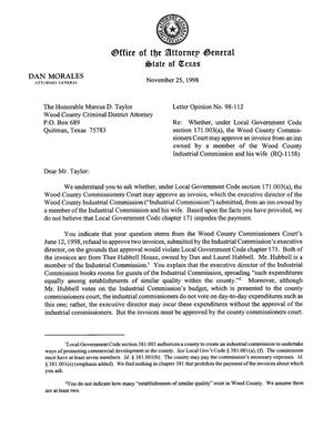 Primary view of object titled 'Texas Attorney General Opinion: LO98-112'.
