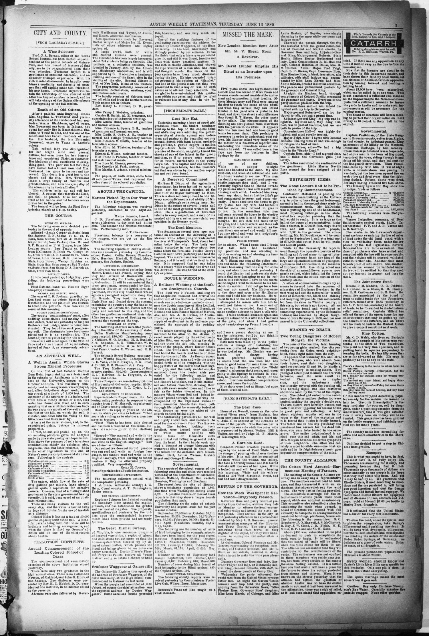 Austin Weekly Statesman. (Austin, Tex.), Vol. 18, No. 28, Ed. 1 Thursday, June 13, 1889
                                                
                                                    [Sequence #]: 3 of 8
                                                
