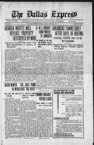 The Dallas Express (Dallas, Tex.), Vol. 27, No. 2, Ed. 1 Saturday, October 18, 1919
