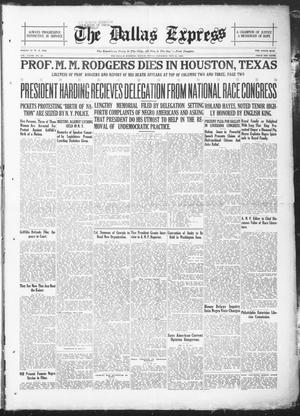 Primary view of object titled 'The Dallas Express (Dallas, Tex.), Vol. 28, No. 33, Ed. 1 Saturday, May 21, 1921'.