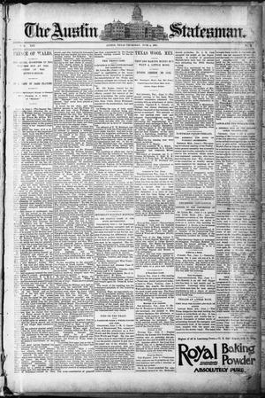 Primary view of object titled 'The Austin Statesman. (Austin, Tex.), Vol. 19, No. 2, Ed. 1 Thursday, June 4, 1891'.