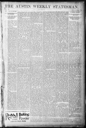 Primary view of object titled 'The Austin Weekly Statesman. (Austin, Tex.), Vol. 20, Ed. 1 Thursday, October 1, 1891'.