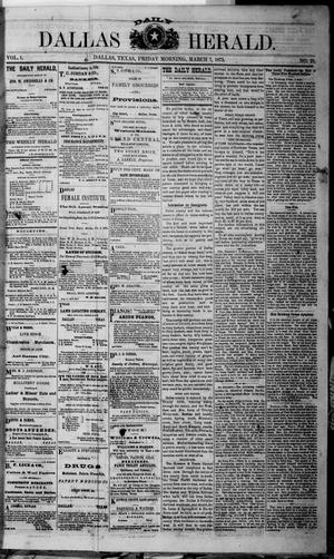 Primary view of Dallas Daily Herald (Dallas, Tex.), Vol. 1, No. 22, Ed. 1 Friday, March 7, 1873