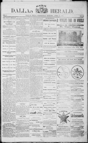 Dallas Daily Herald (Dallas, Tex.), Vol. 1, No. 62, Ed. 1 Wednesday, April 23, 1873