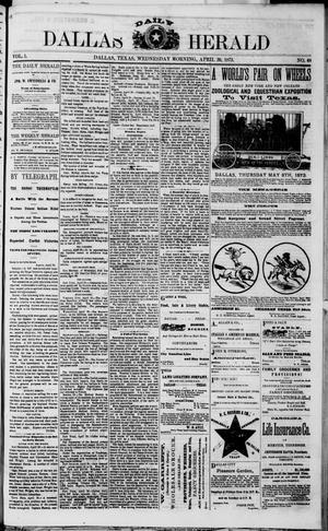 Primary view of object titled 'Dallas Daily Herald (Dallas, Tex.), Vol. 1, No. 68, Ed. 1 Wednesday, April 30, 1873'.
