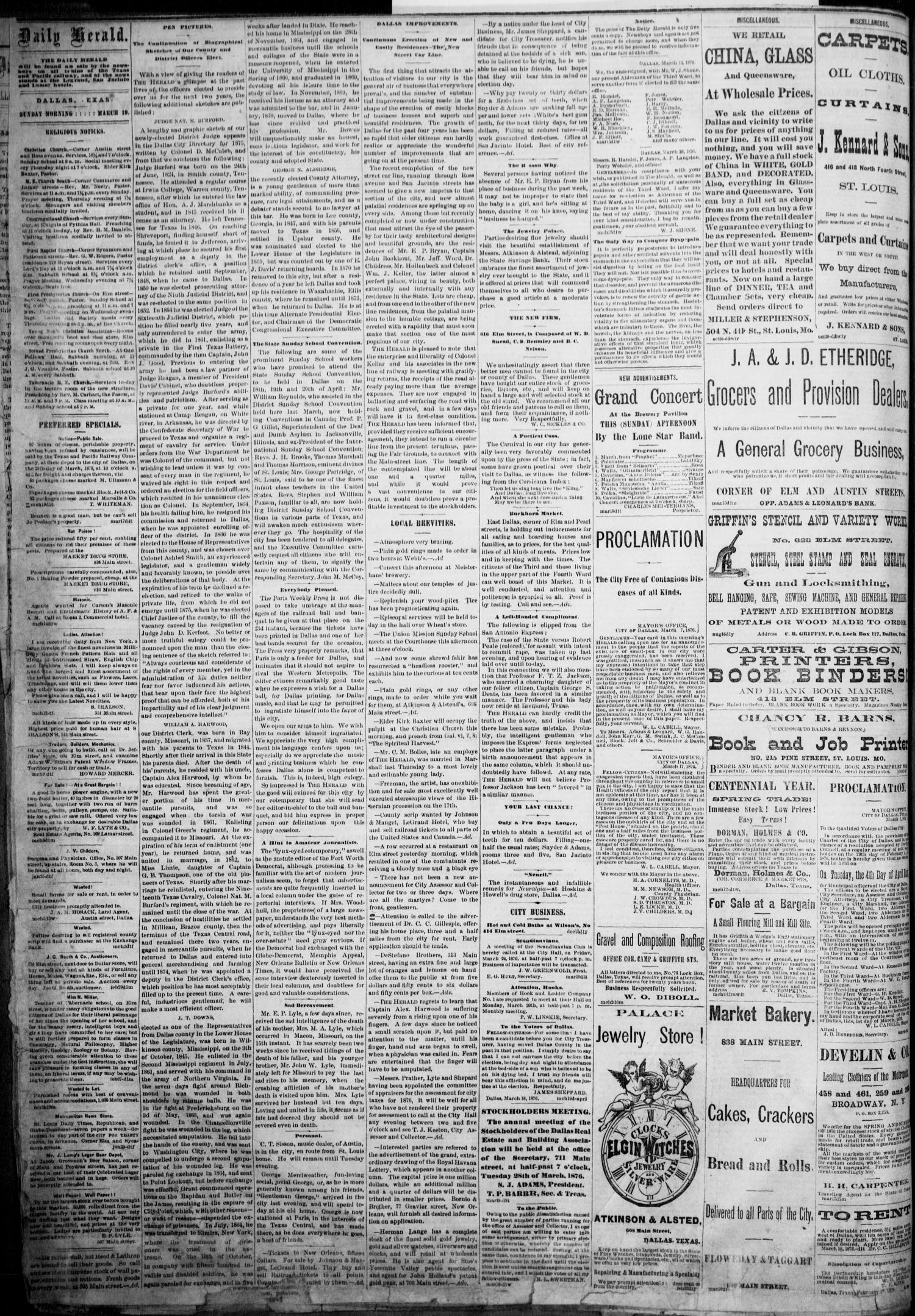 The Dallas Daily Herald. (Dallas, Tex.), Vol. 4, No. 31, Ed. 1 Sunday, March 19, 1876
                                                
                                                    [Sequence #]: 4 of 4
                                                