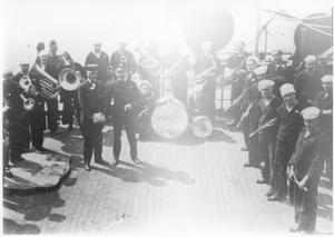 Primary view of object titled 'Military Band on Board the U.S.S. Great Northern'.