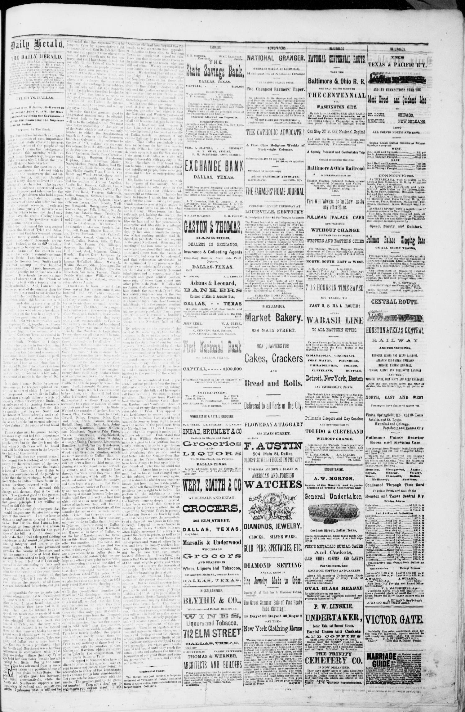 The Dallas Daily Herald. (Dallas, Tex.), Vol. 4, No. 109, Ed. 1 Thursday, June 15, 1876
                                                
                                                    [Sequence #]: 3 of 4
                                                