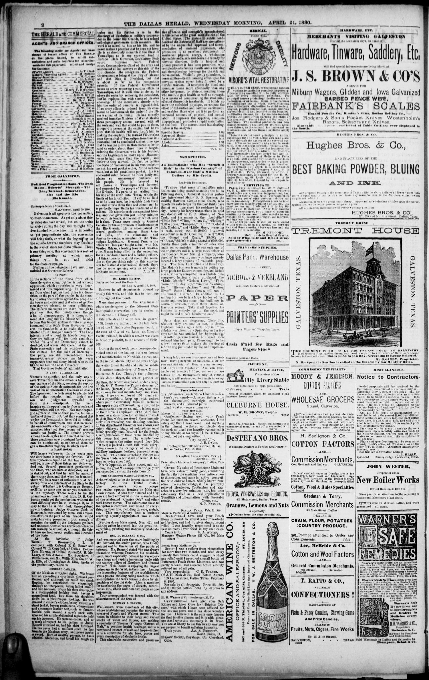 The Dallas Daily Herald. (Dallas, Tex.), Vol. 26, No. 127, Ed. 1 Wednesday, April 21, 1880
                                                
                                                    [Sequence #]: 2 of 8
                                                