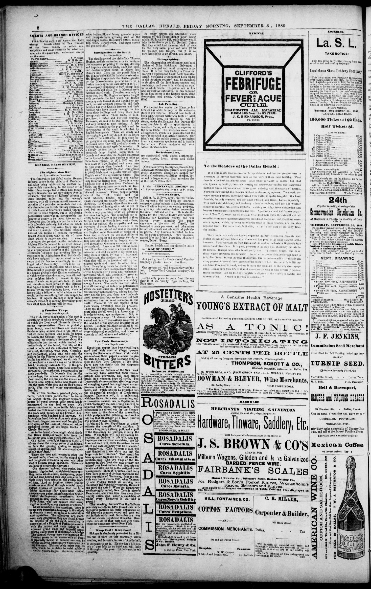 The Dallas Daily Herald. (Dallas, Tex.), Vol. 27, No. 246, Ed. 1 Friday, September 3, 1880
                                                
                                                    [Sequence #]: 2 of 8
                                                