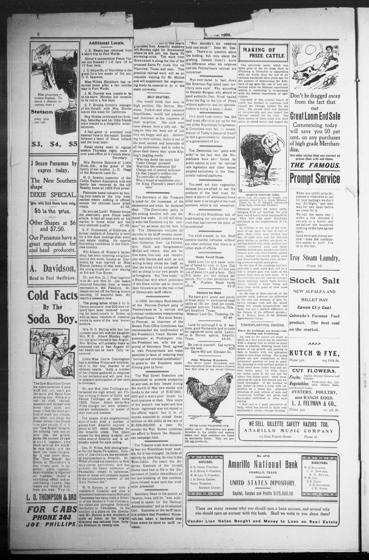 The Twice-a-Week Herald. (Amarillo, Tex.), Vol. 21, No. 47, Ed. 1 Tuesday, June 12, 1906
                                                
                                                    [Sequence #]: 8 of 8
                                                