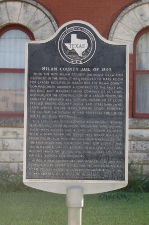 Historic plaque, Milam County Jail of 1895