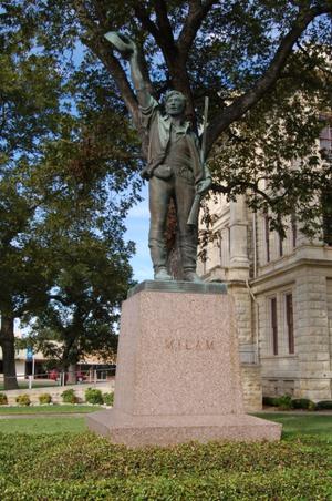 Primary view of object titled 'Ben Milam statue, Milam County Courthouse grounds'.