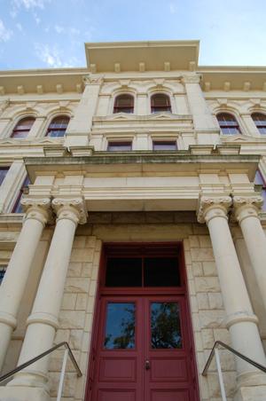Primary view of object titled 'Milam County Courthouse, detail of entry'.