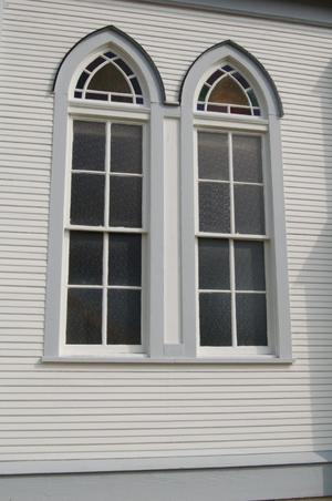 Sts. Cyril & Methodius Catholic Church, detail of double arched windows
