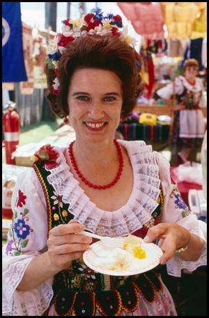 Primary view of object titled '[Jo Ann Witek in Polish Food Booth]'.