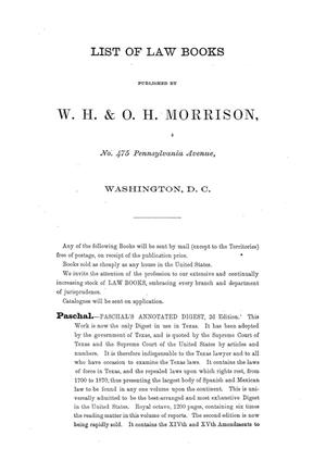 Reports of cases argued and decided in the Supreme Court of the State of Texas, during the Tyler and Austin sesions, 1867, and part of the Galveson session, 1868.  Volume 30.