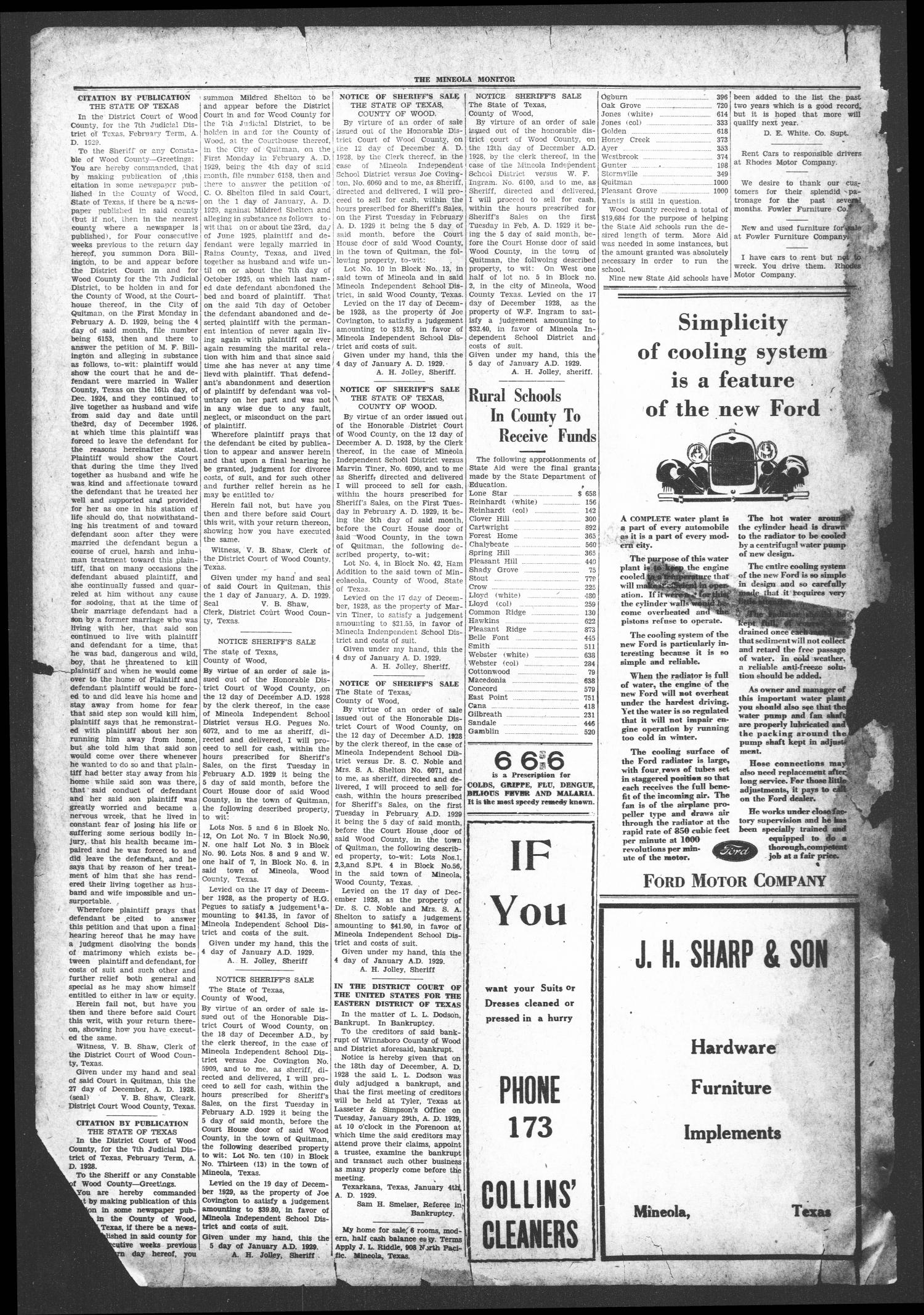 The Mineola Monitor (Mineola, Tex.), Vol. 53, No. 43, Ed. 1 Thursday, January 10, 1929
                                                
                                                    [Sequence #]: 2 of 6
                                                