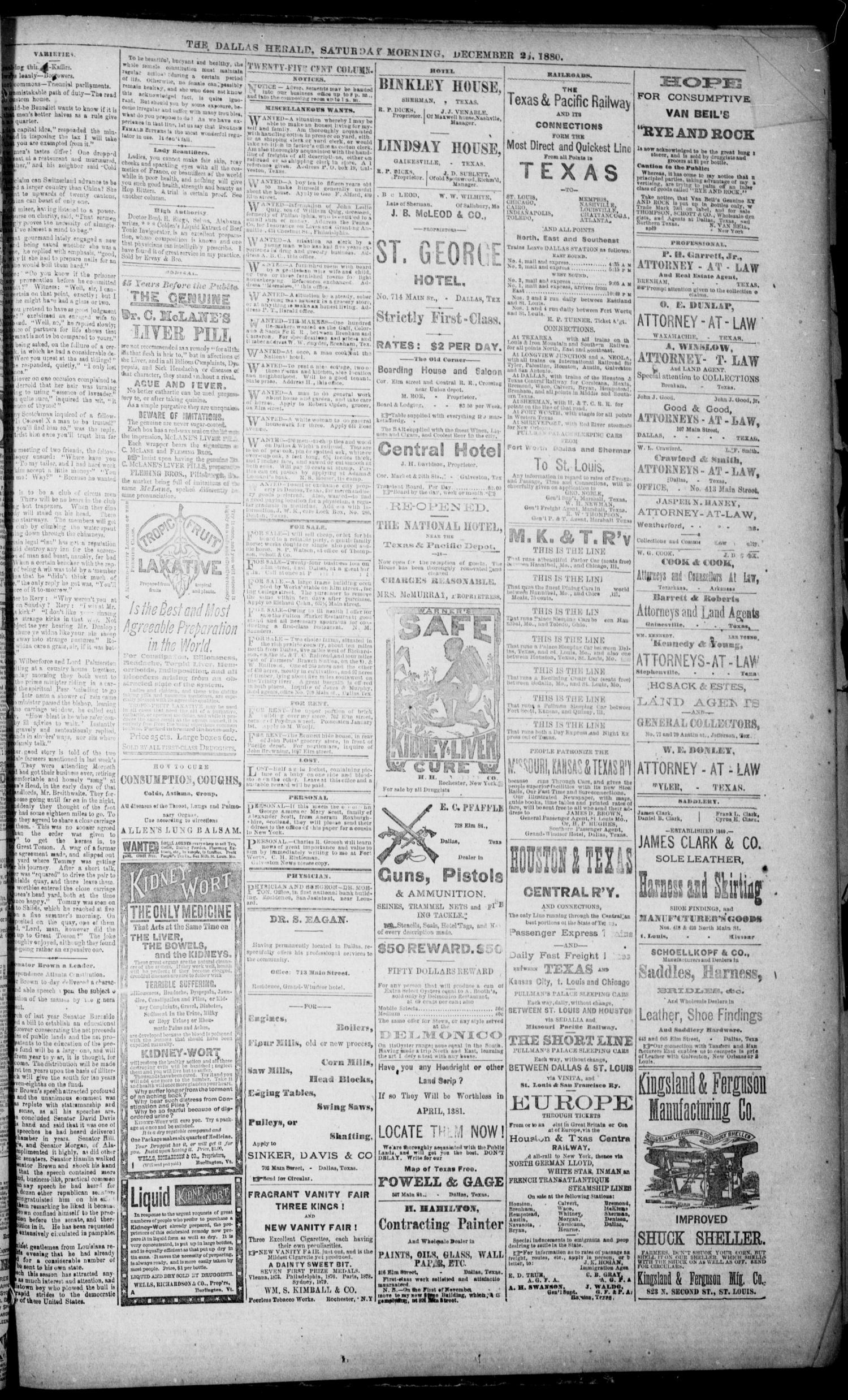 The Dallas Daily Herald. (Dallas, Tex.), Vol. 28, No. 25, Ed. 1 Saturday, December 25, 1880
                                                
                                                    [Sequence #]: 3 of 10
                                                