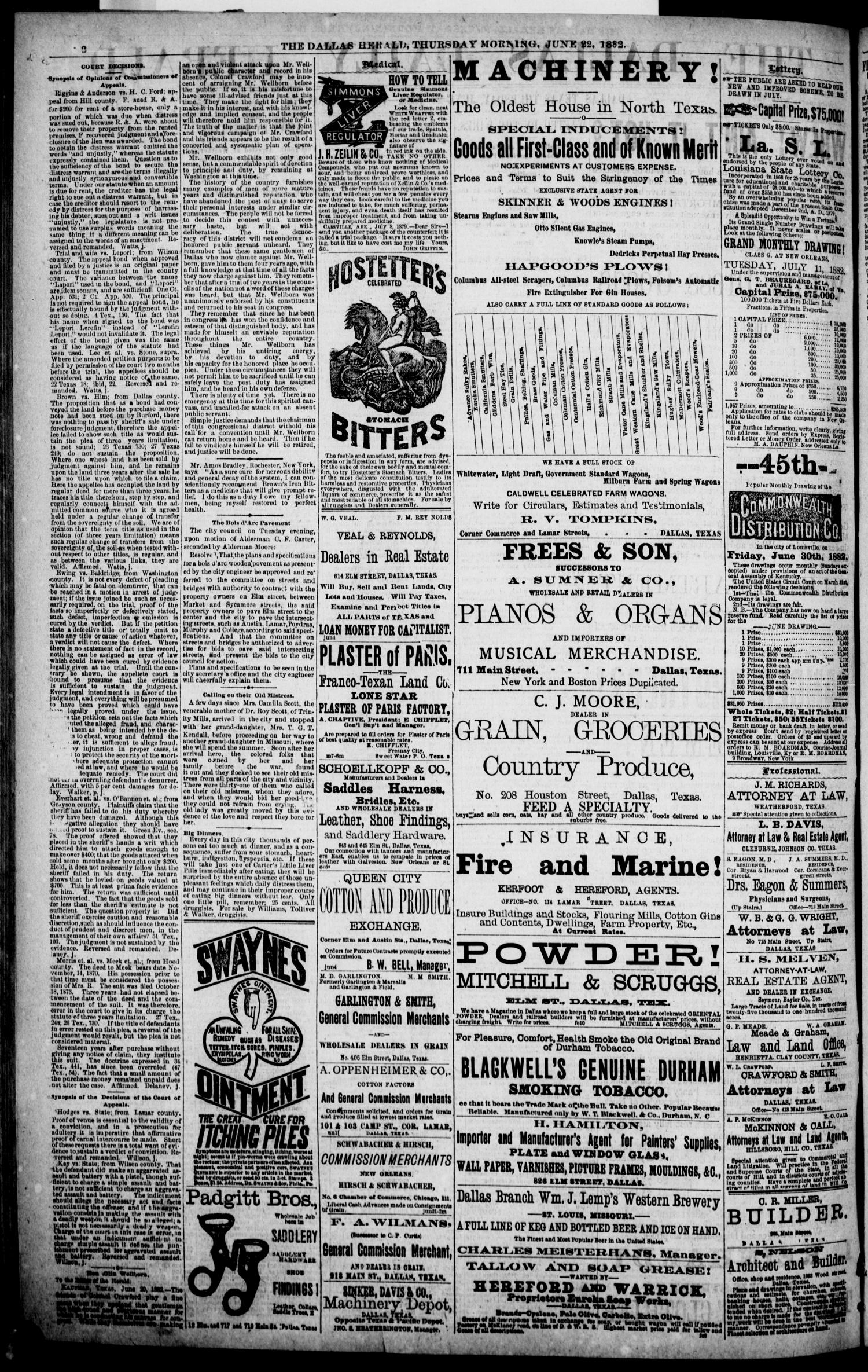 The Dallas Daily Herald. (Dallas, Tex.), Vol. 29, No. 176, Ed. 1 Thursday, June 22, 1882
                                                
                                                    [Sequence #]: 2 of 8
                                                