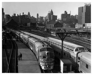 [Two trains at Dearborn Station, Chicago]