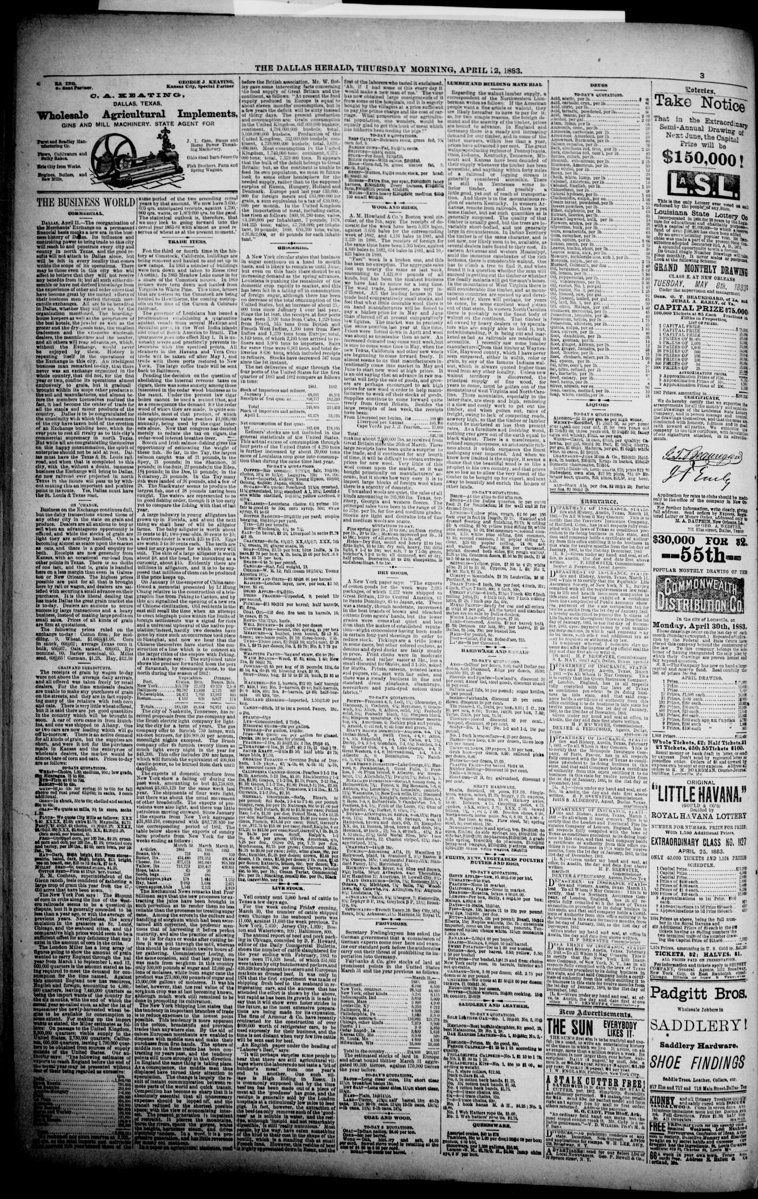 Naw Dati Xxx 12 Sal - The Dallas Daily Herald. (Dallas, Tex.), Vol. 30, No. 122, Ed. 1 Thursday,  April 12, 1883 - Page 6 of 8 - The Portal to Texas History