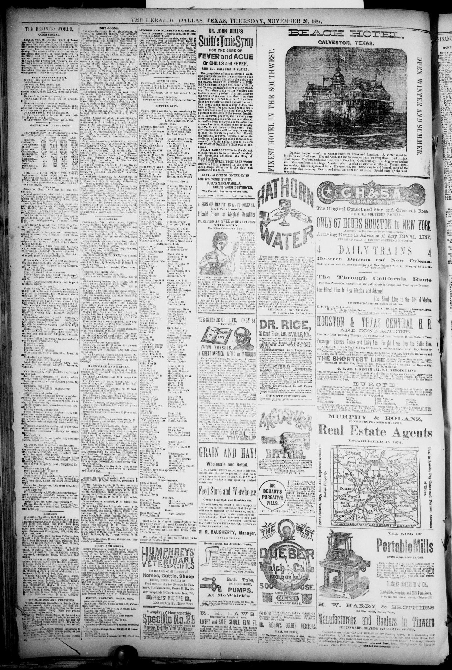 The Dallas Daily Herald. (Dallas, Tex.), Vol. 36, No. 6, Ed. 1 Thursday, November 20, 1884
                                                
                                                    [Sequence #]: 6 of 8
                                                
