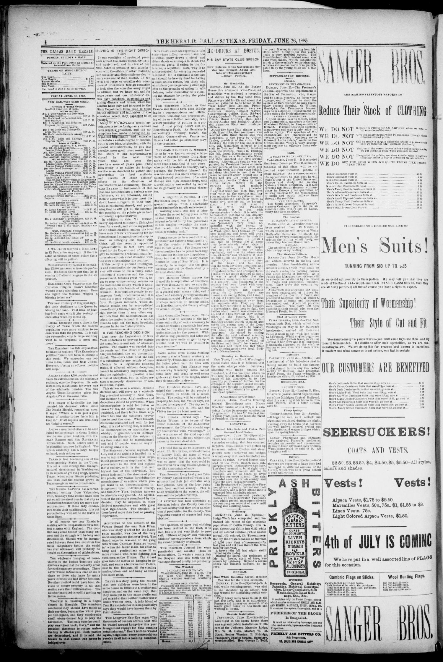 The Dallas Daily Herald. (Dallas, Tex.), Vol. 36, No. 224, Ed. 1 Friday, June 26, 1885
                                                
                                                    [Sequence #]: 4 of 8
                                                