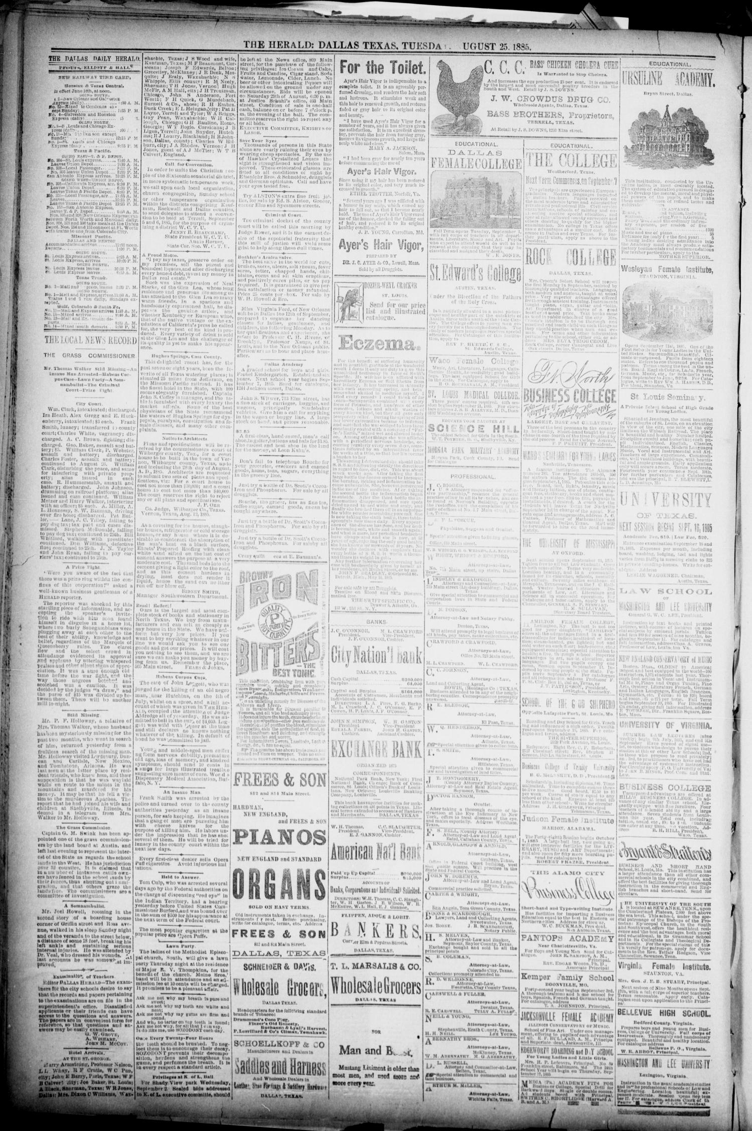 The Dallas Daily Herald. (Dallas, Tex.), Vol. 36, No. 284, Ed. 1 Tuesday, August 25, 1885
                                                
                                                    [Sequence #]: 2 of 8
                                                