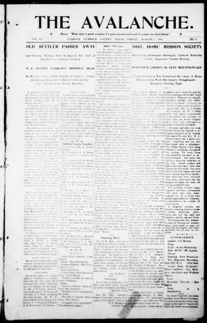 The Avalanche. (Lubbock, Texas), Vol. 9, No. 3, Ed. 1 Friday, August 7, 1908