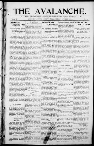 The Avalanche. (Lubbock, Texas), Vol. 9, No. 13, Ed. 1 Friday, October 16, 1908