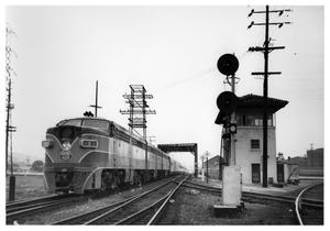 Primary view of object titled '[Photograph of "Sunset Limited" at Los Angeles Terminal Station]'.