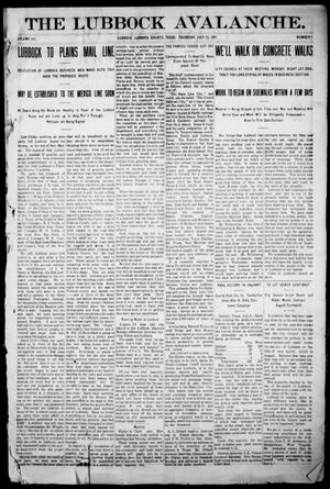 Primary view of object titled 'The Lubbock Avalanche. (Lubbock, Texas), Vol. 12, No. 1, Ed. 1 Thursday, July 13, 1911'.
