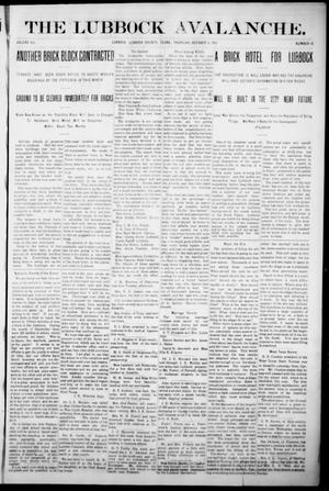 The Lubbock Avalanche. (Lubbock, Texas), Vol. 12, No. 13, Ed. 1 Thursday, October 5, 1911