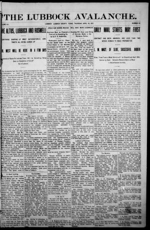 The Lubbock Avalanche. (Lubbock, Texas), Vol. 12, No. 41, Ed. 1 Thursday, April 18, 1912
