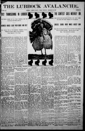 The Avalanche. (Lubbock, Texas), Vol. 13, No. 21, Ed. 1 Thursday, November 28, 1912