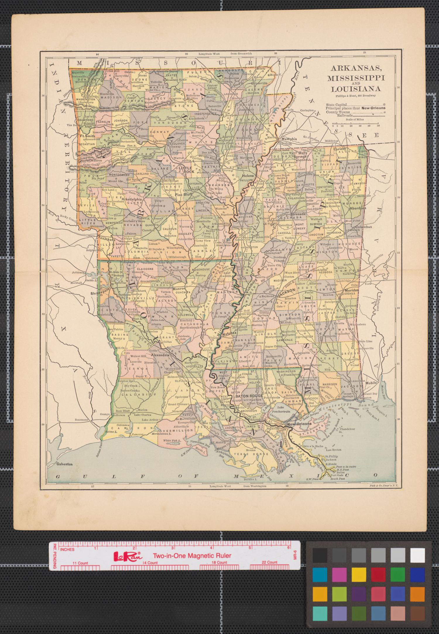 Map of Louisiana, Mississippi, and Arkansas. - The Portal to Texas