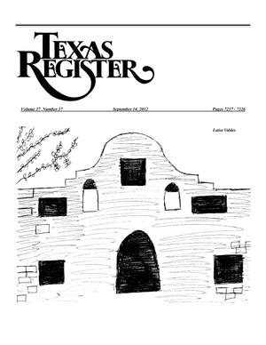 Primary view of object titled 'Texas Register, Volume 37, Number 37, Pages 7237-7326, September 14, 2012'.