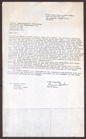 Primary view of object titled '[Letter from Mario Marcel Salas to William B. Ray - October 12, 1974]'.