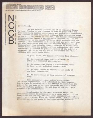 Primary view of object titled '[Letter from National Citizens Committee for Broadcasting to Public]'.
