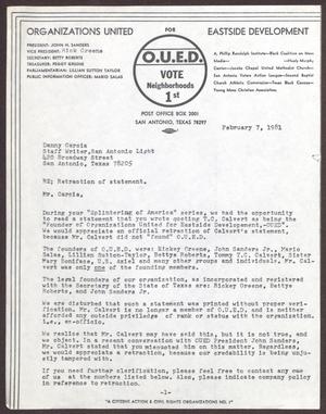 [Letter from OUED to Danny Garcia - February 7, 1981]